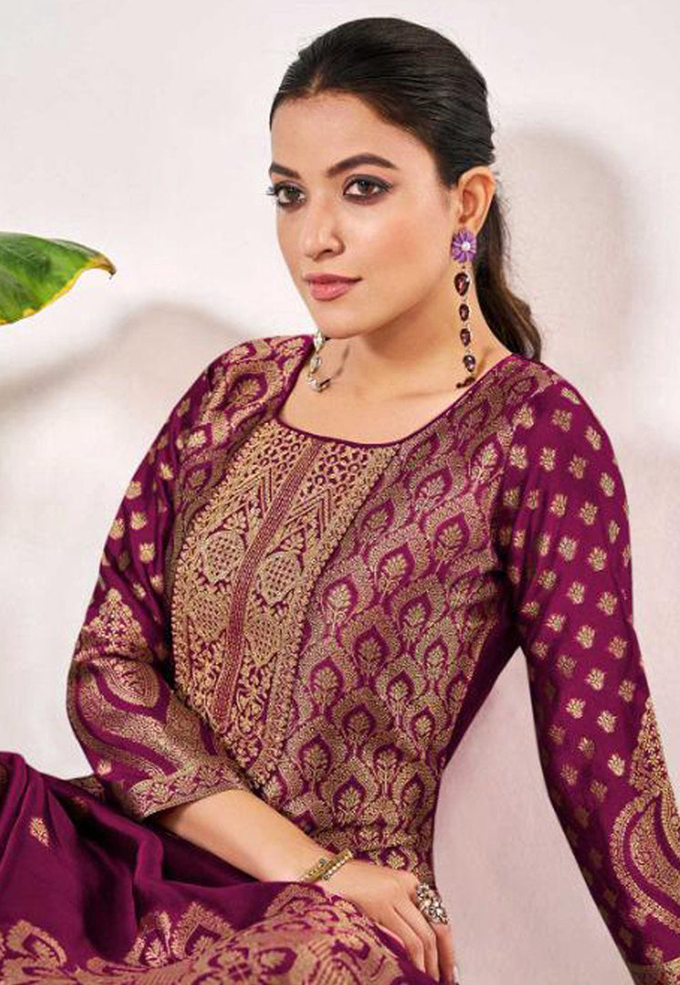 Magenta Silk Pant Style Suit