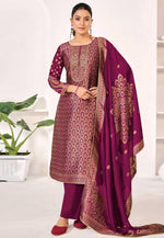 Load image into Gallery viewer, Magenta Silk Pant Style Suit

