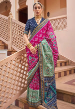 Load image into Gallery viewer, Magenta Silk Patola Saree
