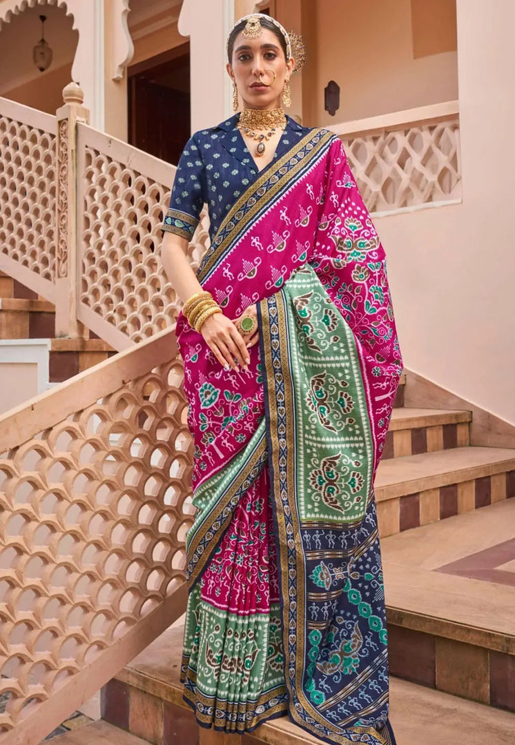 Magenta Silk Patola Saree