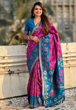 Load image into Gallery viewer, Magenta Silk Patola Saree
