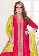 Load image into Gallery viewer, Magenta Silk Readymade Anarkali Suit
