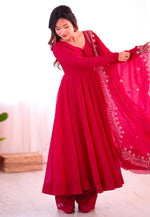Load image into Gallery viewer, Magenta Silk Readymade Anarkali Suit
