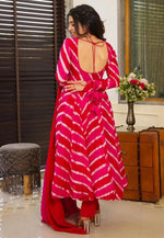 Load image into Gallery viewer, Magenta Silk Readymade Anarkali Suit
