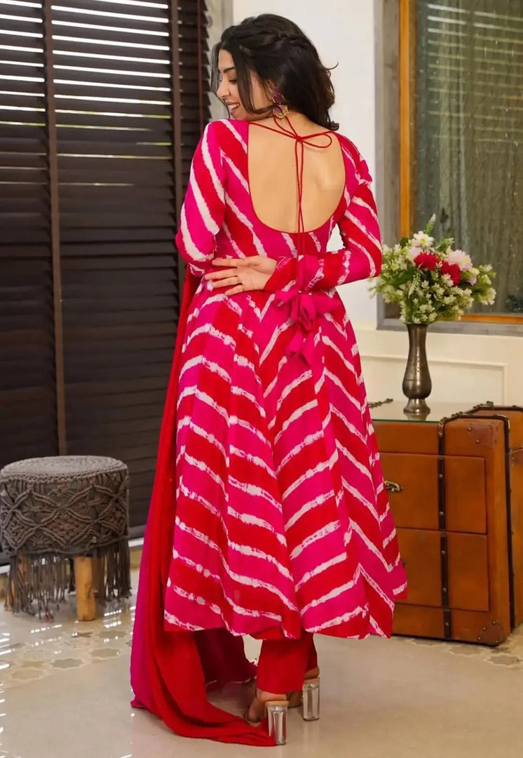 Magenta Silk Readymade Anarkali Suit