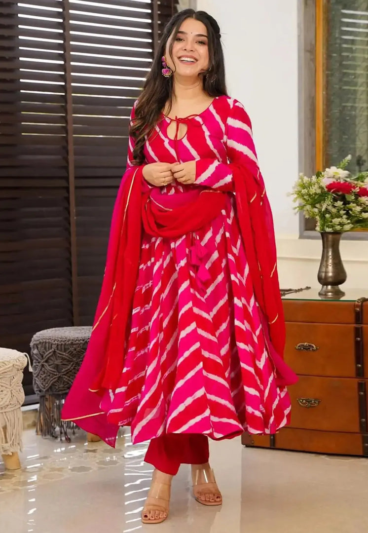 Magenta Silk Readymade Anarkali Suit