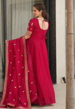 Load image into Gallery viewer, Magenta Silk Readymade Anarkali Suit
