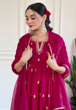 Load image into Gallery viewer, Magenta Silk Readymade Pakistani Suit
