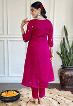 Load image into Gallery viewer, Magenta Silk Readymade Pakistani Suit

