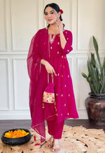 Load image into Gallery viewer, Magenta Silk Readymade Pakistani Suit
