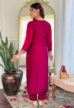 Load image into Gallery viewer, Magenta Silk Readymade Pakistani Suit
