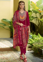 Load image into Gallery viewer, Magenta Silk Readymade Pakistani Suit
