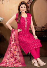 Load image into Gallery viewer, Magenta Silk Readymade Pant Style Suit

