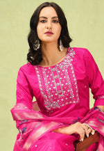 Load image into Gallery viewer, Magenta Silk Readymade Pant Style Suit

