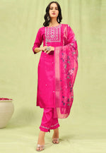 Load image into Gallery viewer, Magenta Silk Readymade Pant Style Suit
