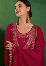 Load image into Gallery viewer, Magenta Silk Readymade Pant Style Suit
