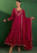 Load image into Gallery viewer, Magenta Silk Readymade Pant Style Suit
