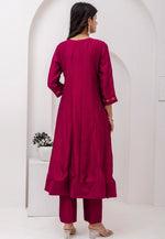 Load image into Gallery viewer, Magenta Silk Readymade Pant Style Suit
