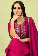 Load image into Gallery viewer, Magenta Silk Readymade Pant Style Suit
