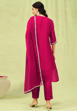 Load image into Gallery viewer, Magenta Silk Readymade Pant Style Suit
