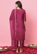 Load image into Gallery viewer, Magenta Silk Readymade Pant Style Suit
