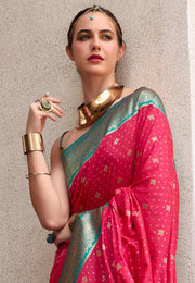 Magenta Silk Saree With Blouse