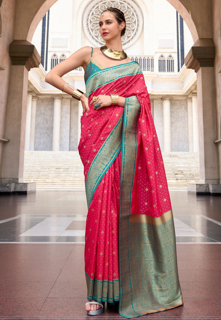 Magenta Silk Saree With Blouse