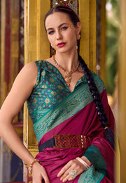 Magenta Silk Saree With Blouse