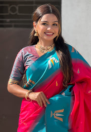 Magenta Silk Saree With Blouse