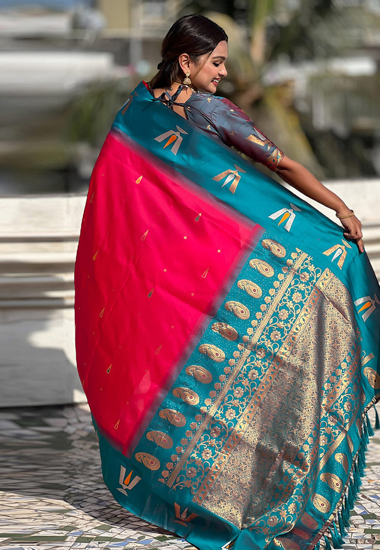 Magenta Silk Saree With Blouse