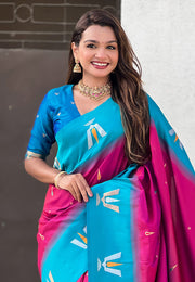 Magenta Silk Saree With Blouse
