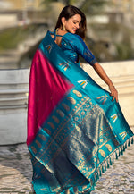 Load image into Gallery viewer, Magenta Silk Saree With Blouse
