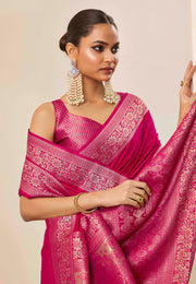 Magenta Silk Saree With Blouse