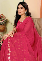 Magenta Silk Saree With Blouse
