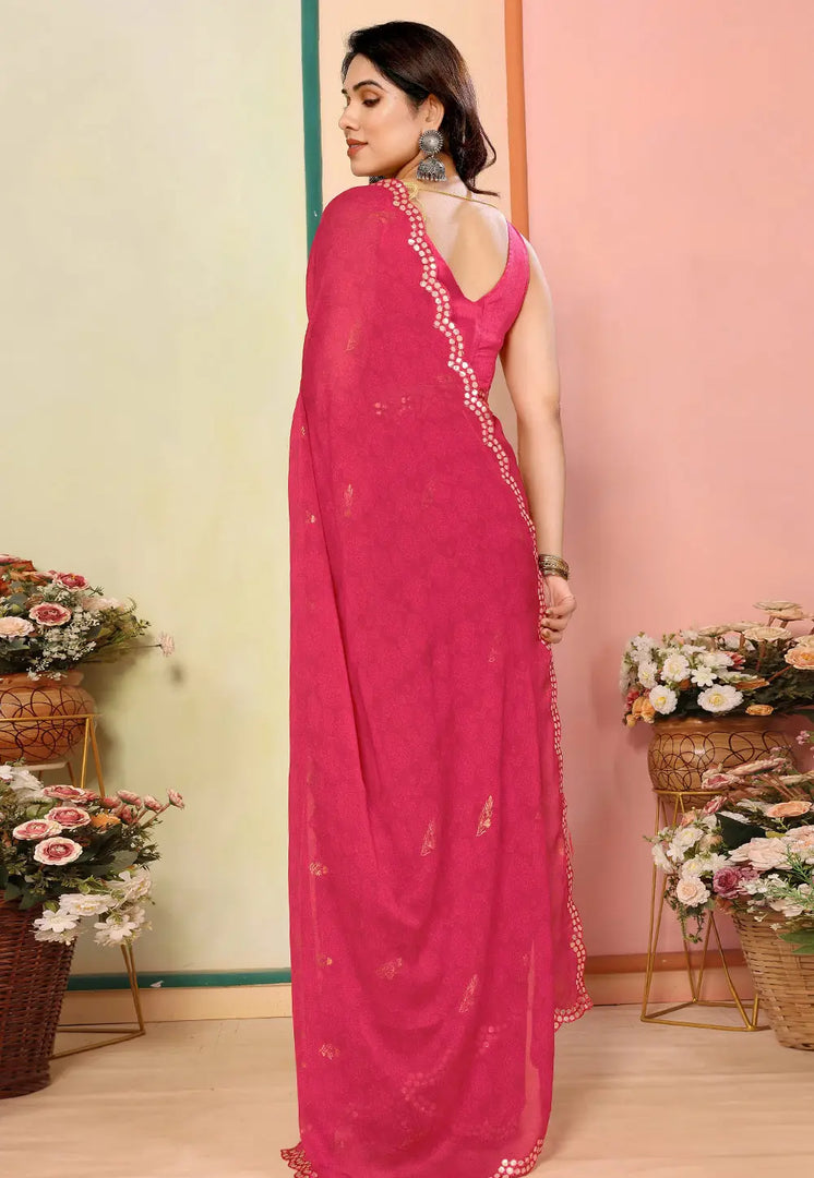 Magenta Silk Saree With Blouse