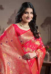 Magenta Silk Saree With Blouse
