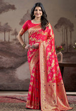 Load image into Gallery viewer, Magenta Silk Saree With Blouse