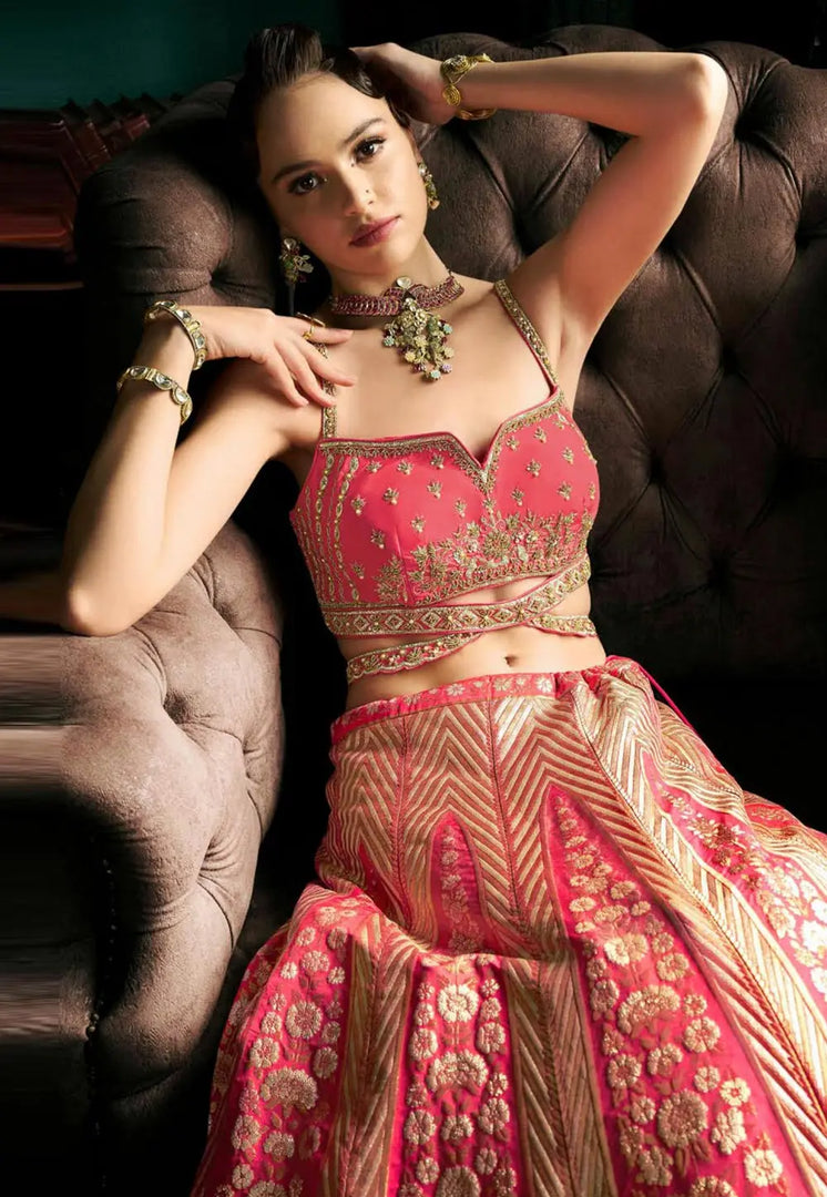 Magenta Silk Wedding Lehenga Choli