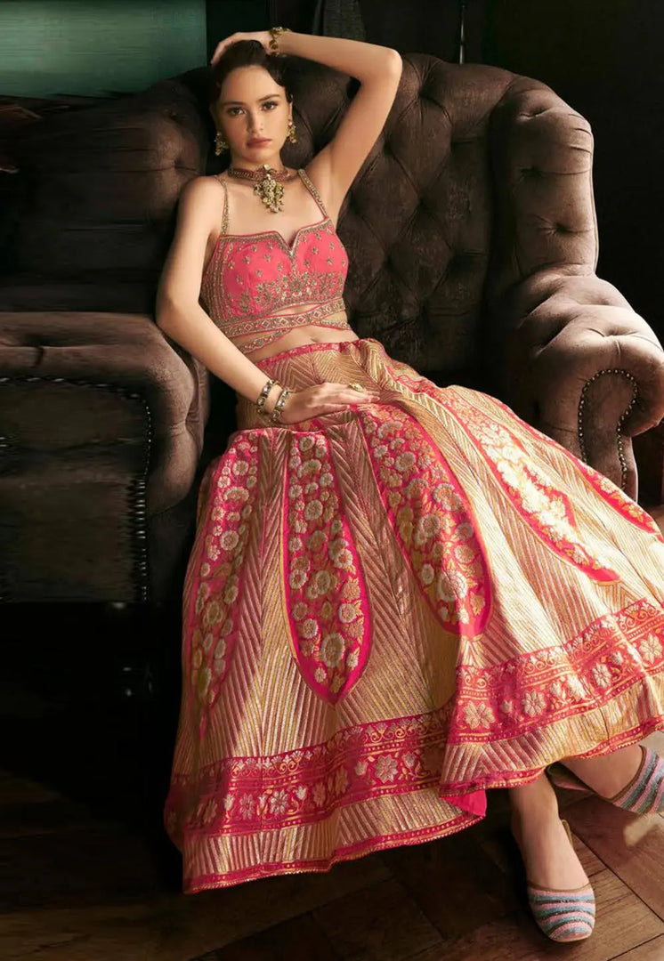 Magenta Silk Wedding Lehenga Choli