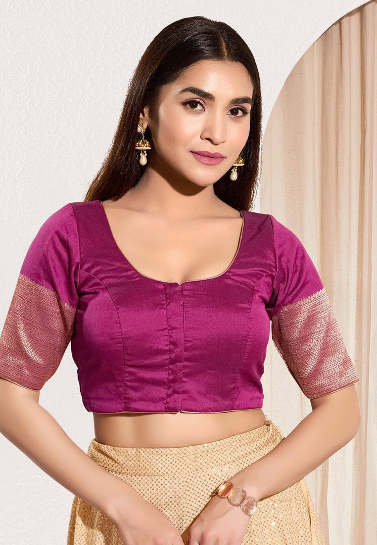 Magenta Taffeta Readymade Blouse