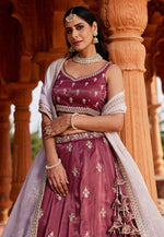 Load image into Gallery viewer, Magenta Tissue Lehenga Choli
