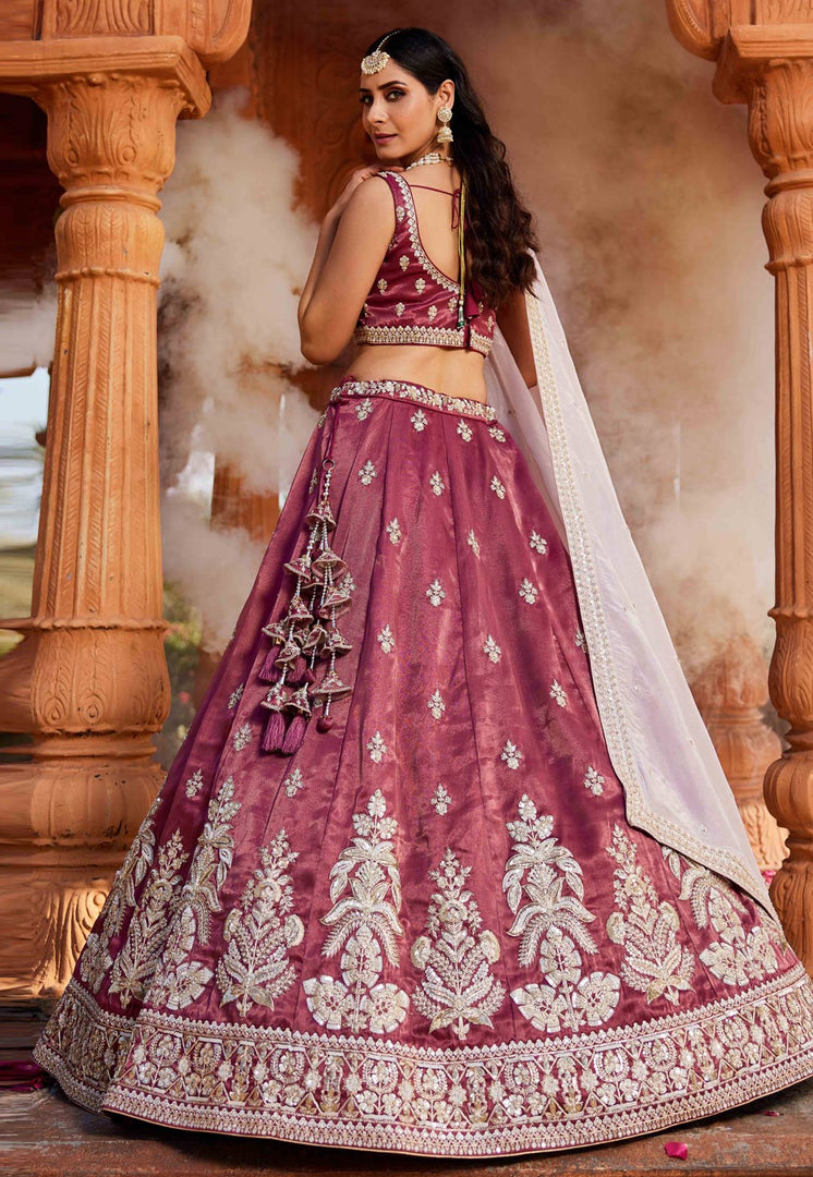Magenta Tissue Lehenga Choli