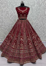 Load image into Gallery viewer, Magenta Velvet Bridal Lehenga Choli
