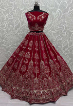 Load image into Gallery viewer, Magenta Velvet Bridal Lehenga Choli
