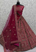 Load image into Gallery viewer, Magenta Velvet Bridal Lehenga Choli

