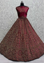 Load image into Gallery viewer, Magenta Velvet Bridal Lehenga Choli
