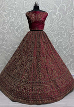 Load image into Gallery viewer, Magenta Velvet Bridal Lehenga Choli
