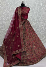 Load image into Gallery viewer, Magenta Velvet Bridal Lehenga Choli
