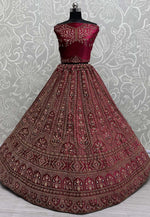 Load image into Gallery viewer, Magenta Velvet Bridal Lehenga Choli
