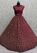 Load image into Gallery viewer, Magenta Velvet Bridal Lehenga Choli
